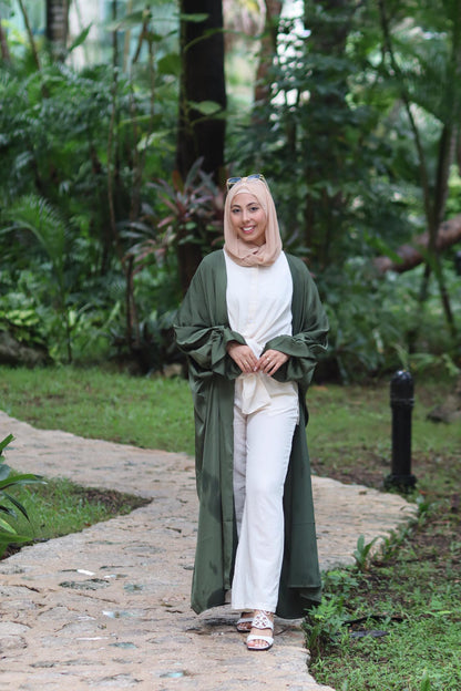 Green Layla Open Abaya