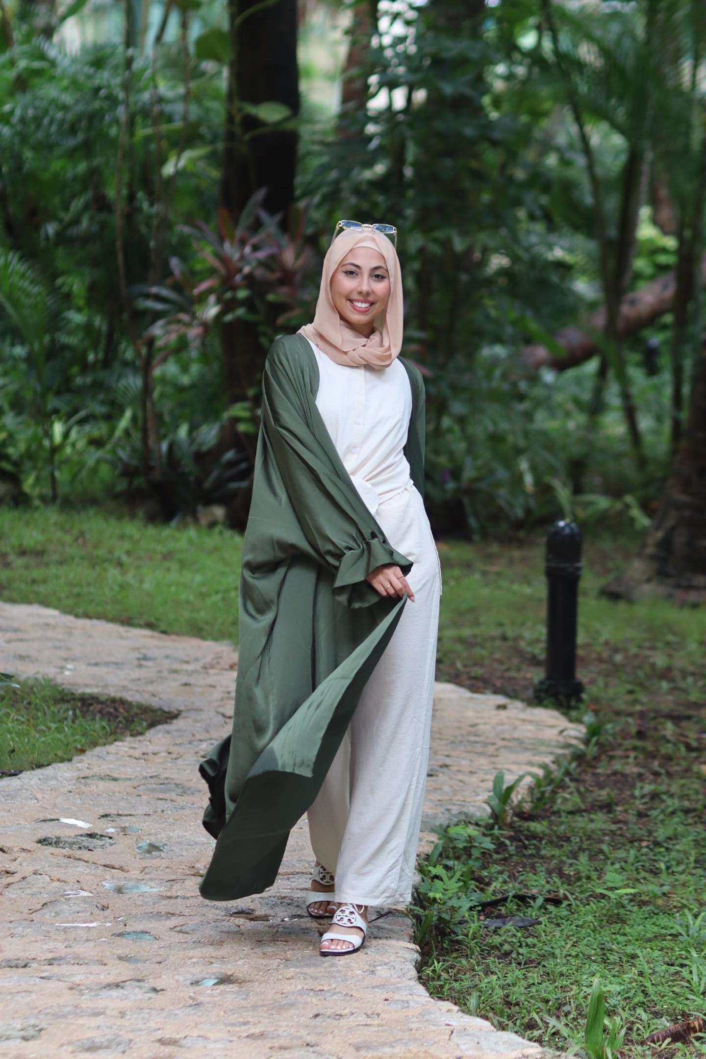 Green Layla Open Abaya