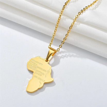 Africa Map Necklace Gold Plated