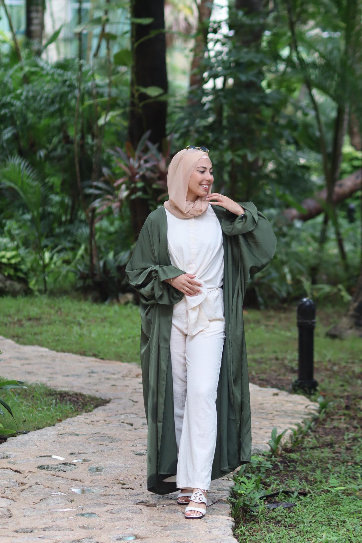 Green Layla Open Abaya