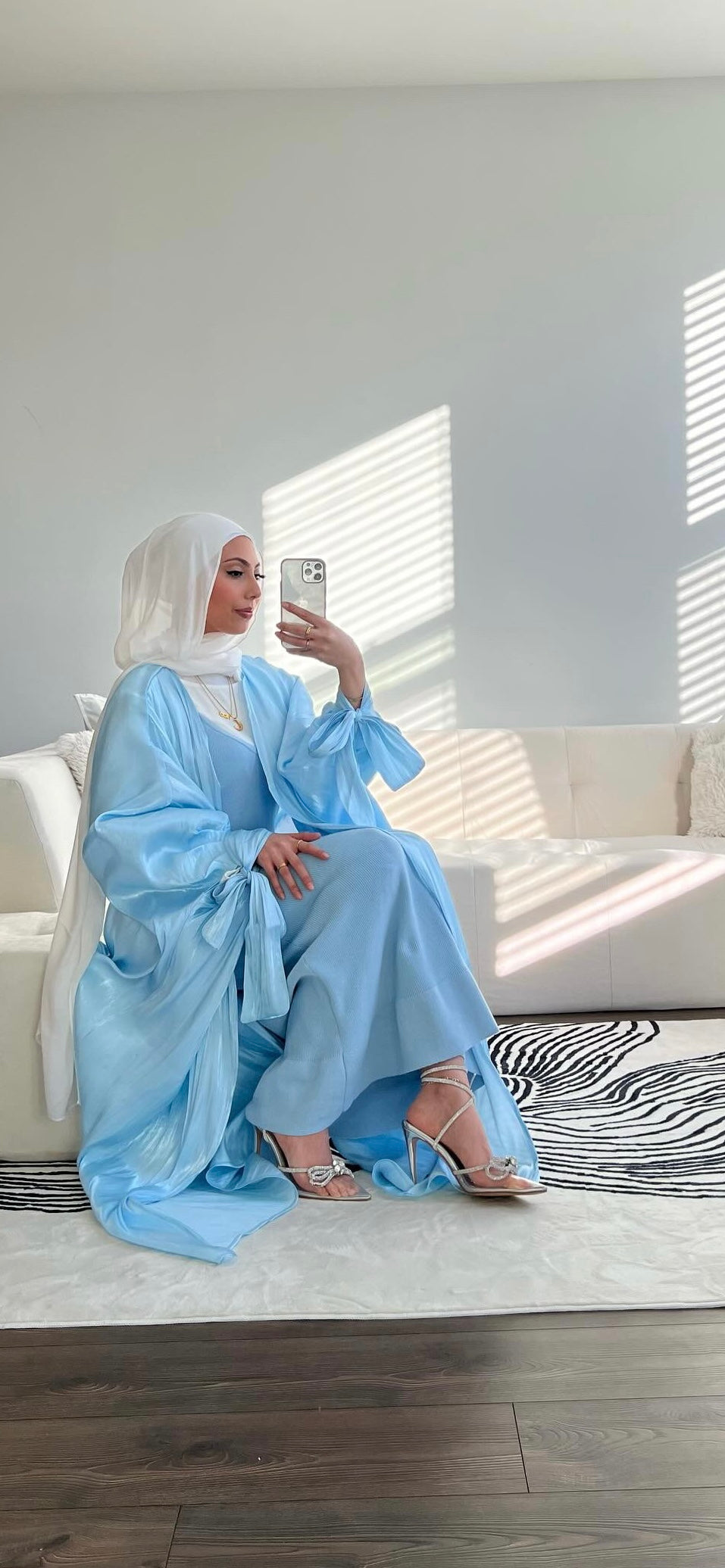 Sky Blue Ariella Open Abaya