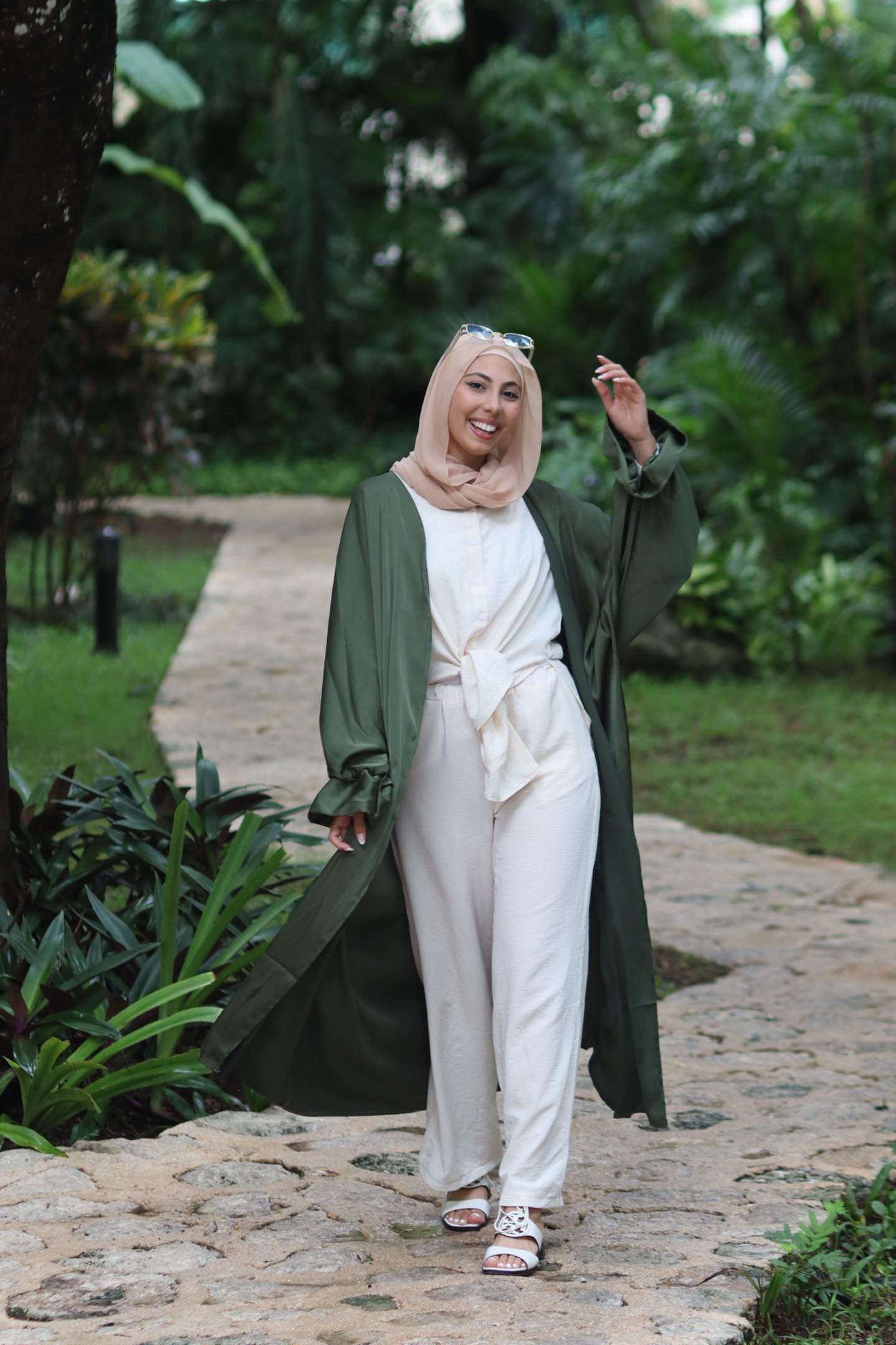 Green Layla Open Abaya