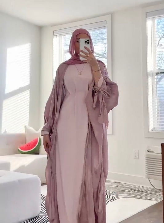 Dusty Pink Ariella Open Abaya