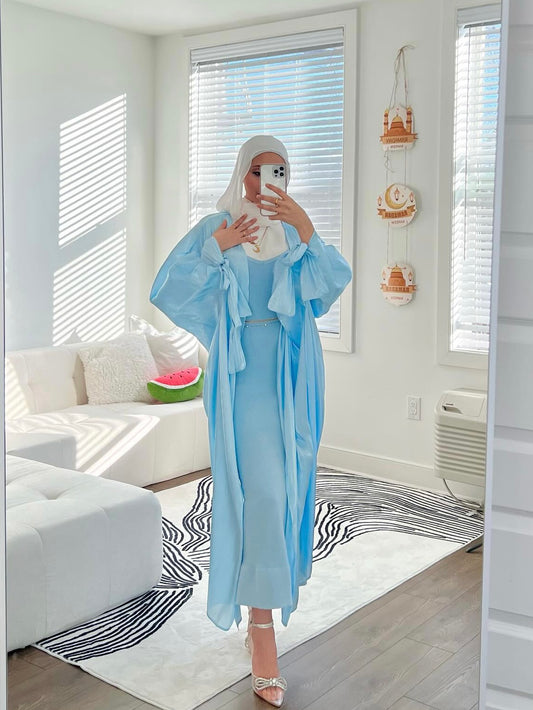 Sky Blue Ariella Open Abaya