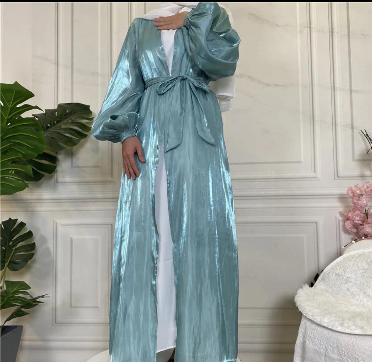 Turquoise Ariella Open Abaya